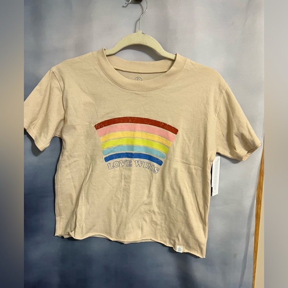 Love Wins rainbow T-shirt size 10-12 by Treasurer and Bond NWT